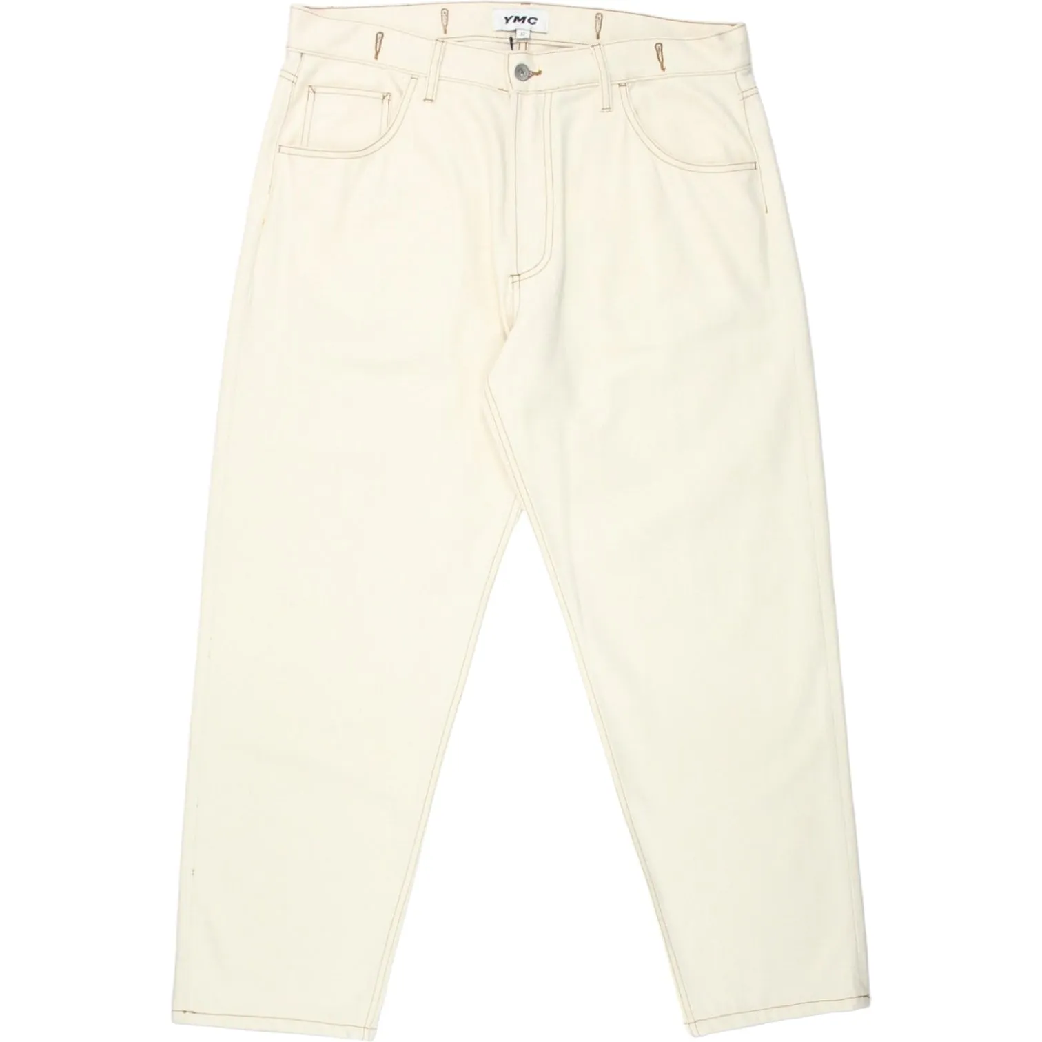 YMC Cream Contrast Stitch Jeans