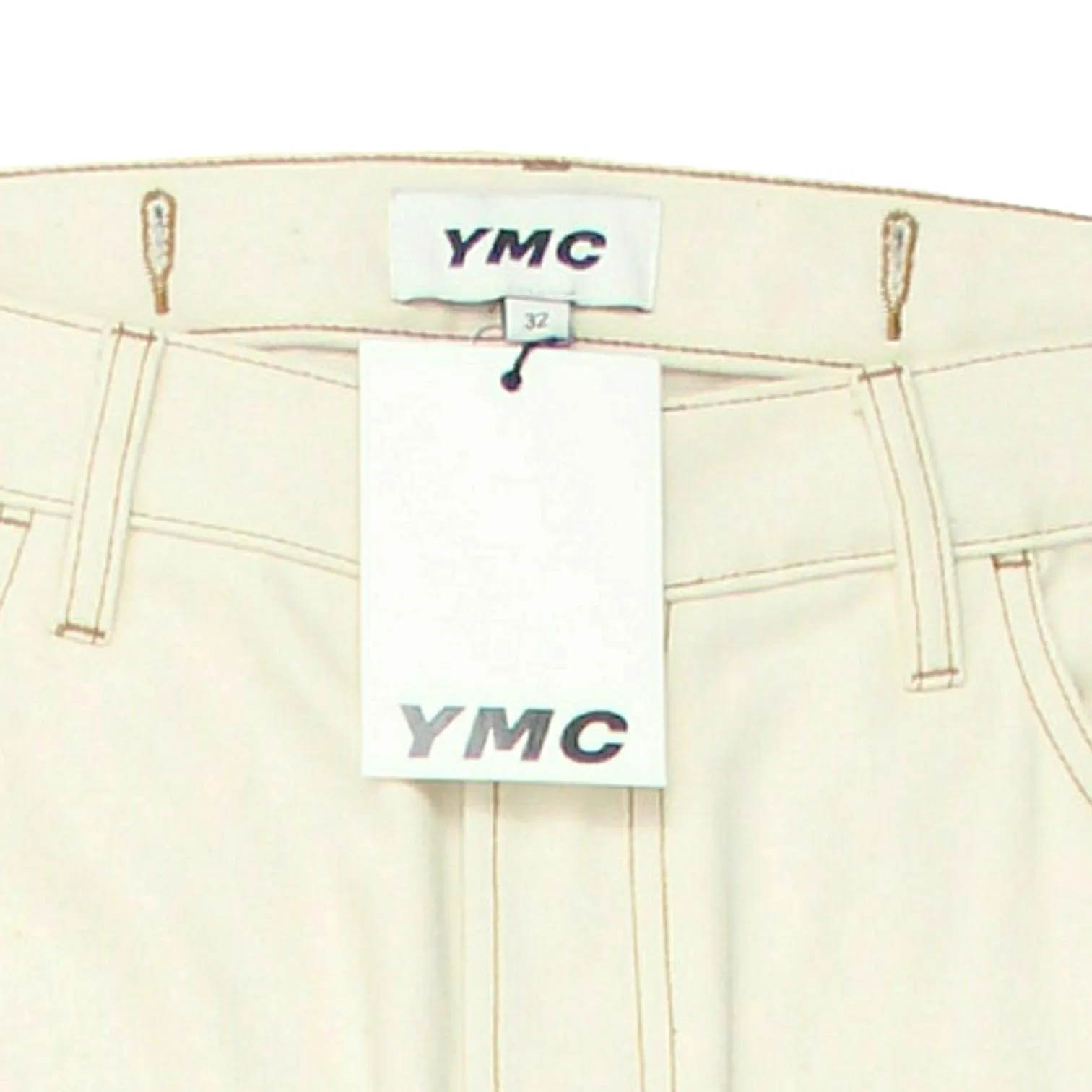 YMC Cream Contrast Stitch Jeans