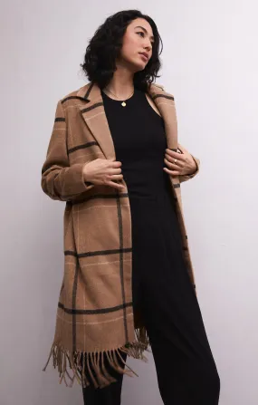 Ynez Fringed Plaid Coat